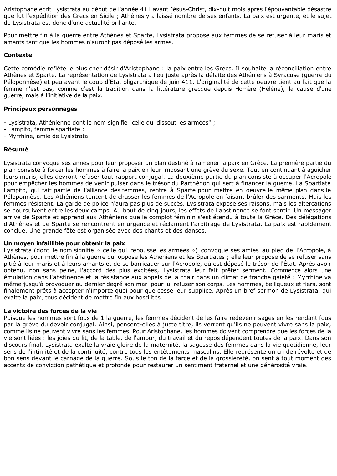 Prévisualisation du document Lysistrata d'ARISTOPHANE (Résumé & Analyse)