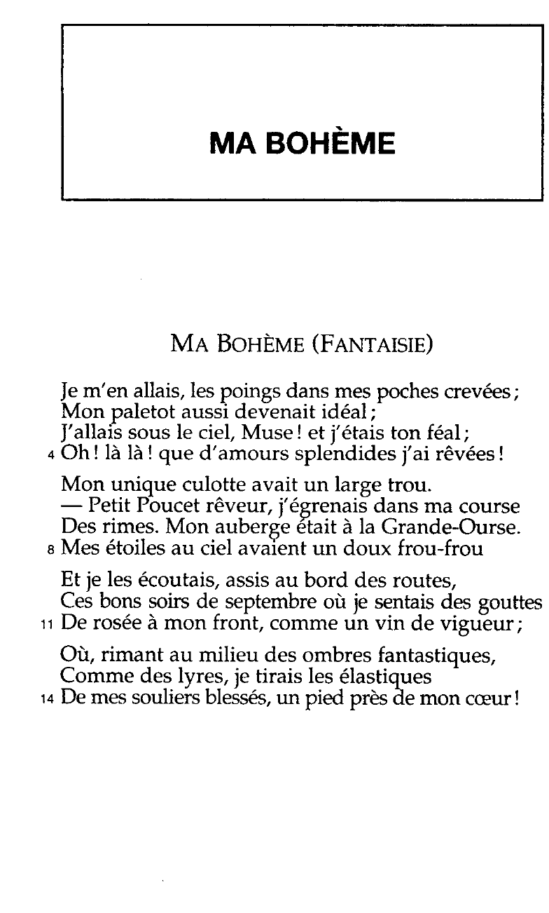 Prévisualisation du document Ma bohème de Rimbaud (analyse complète)
