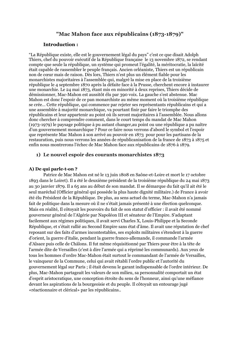 Prévisualisation du document Mac Mahon face aux républicains