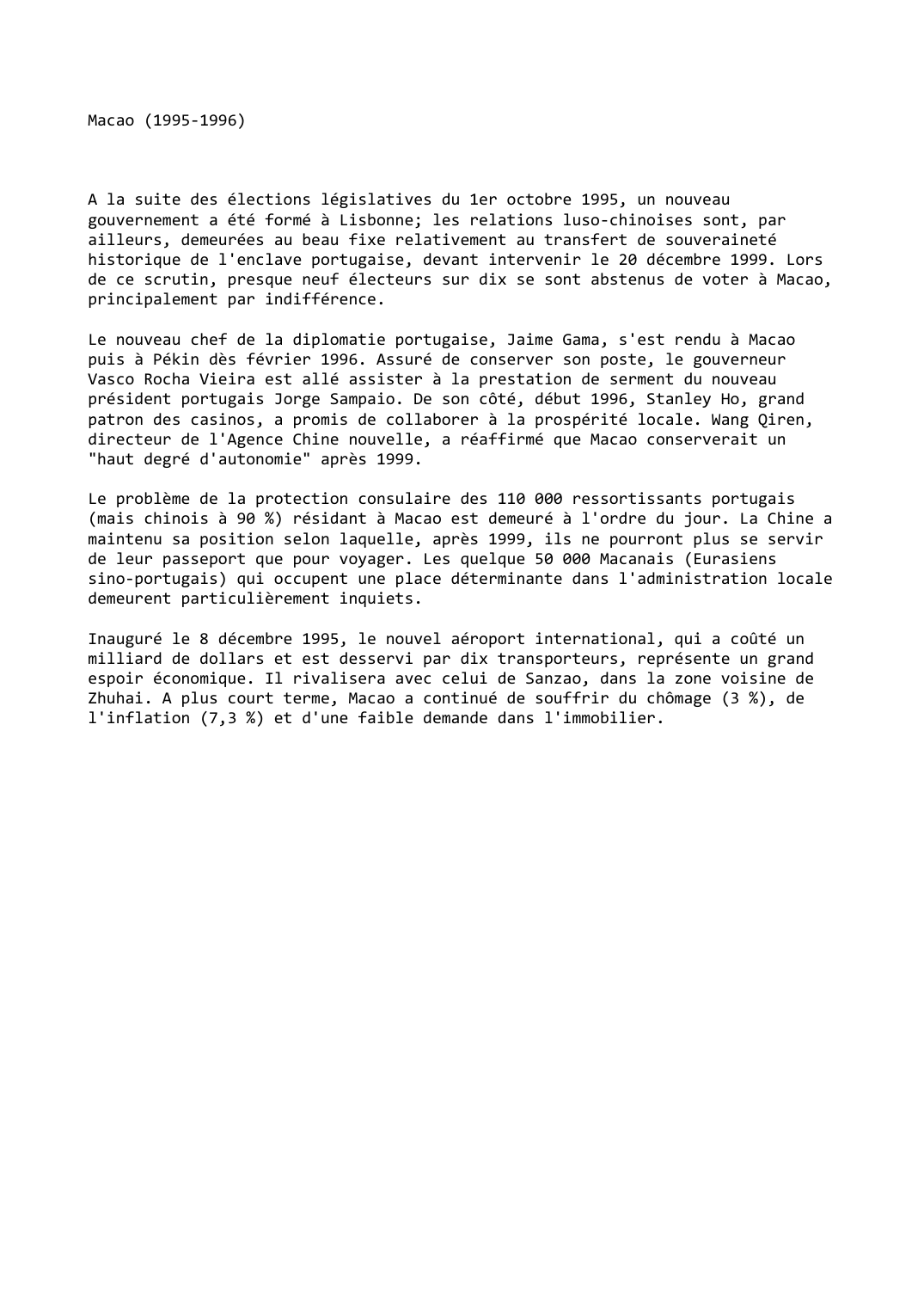 Prévisualisation du document Macao (1995-1996)