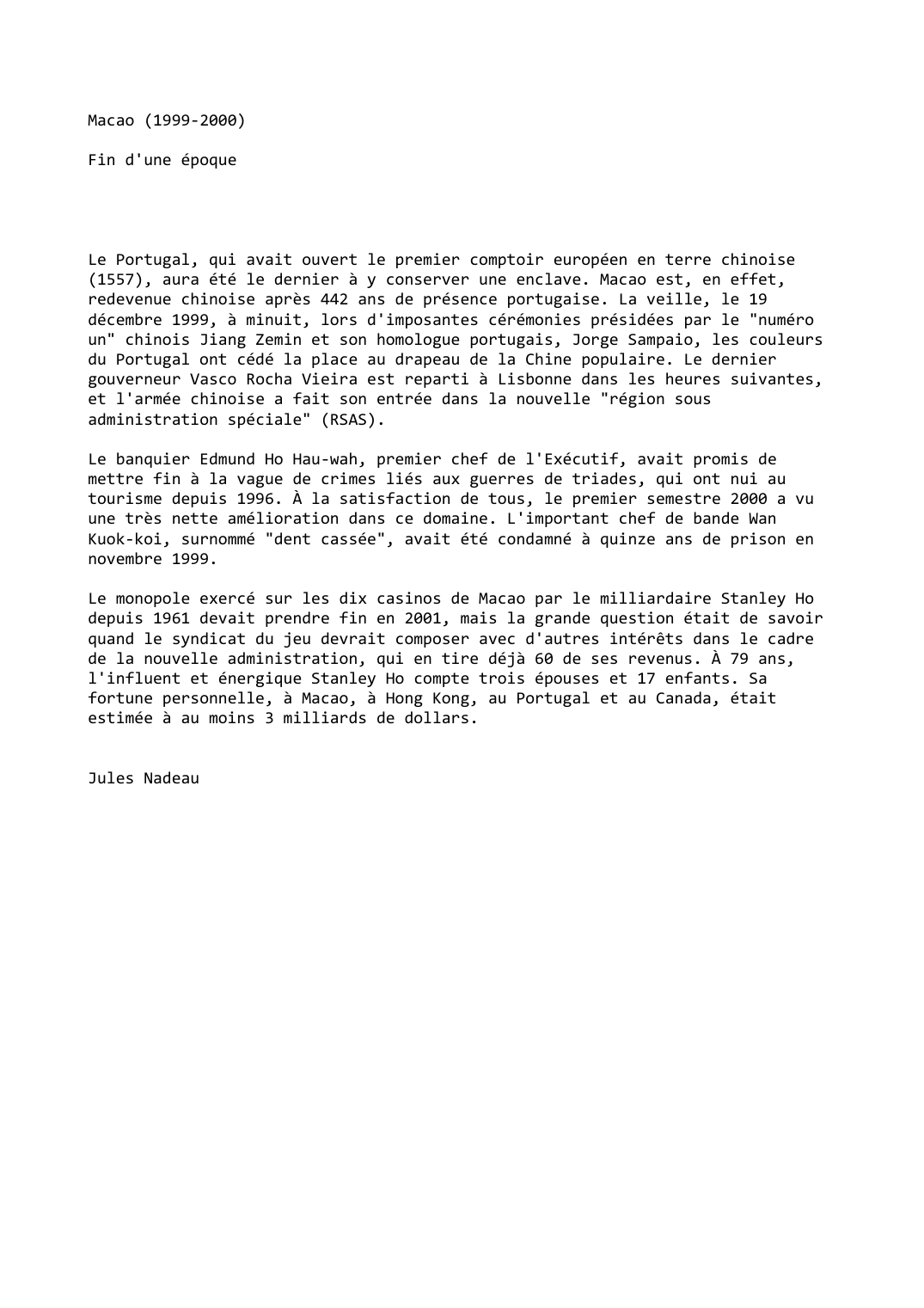 Prévisualisation du document Macao (1999-2000)