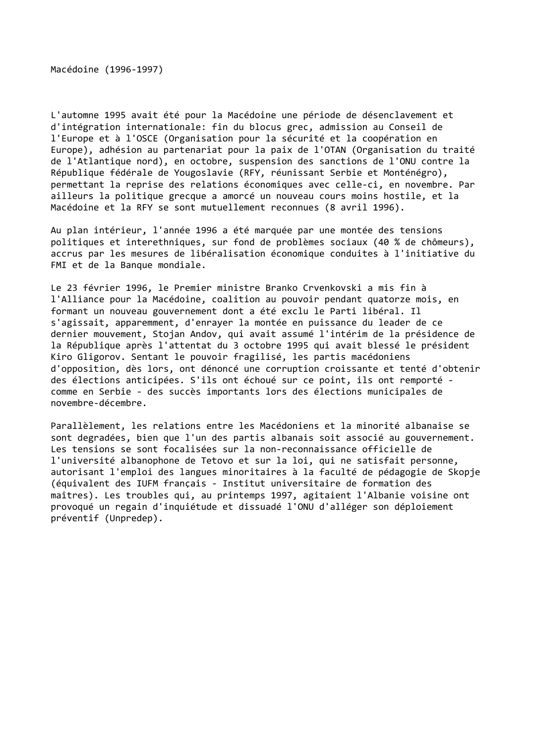 Prévisualisation du document Macédoine (1996-1997)