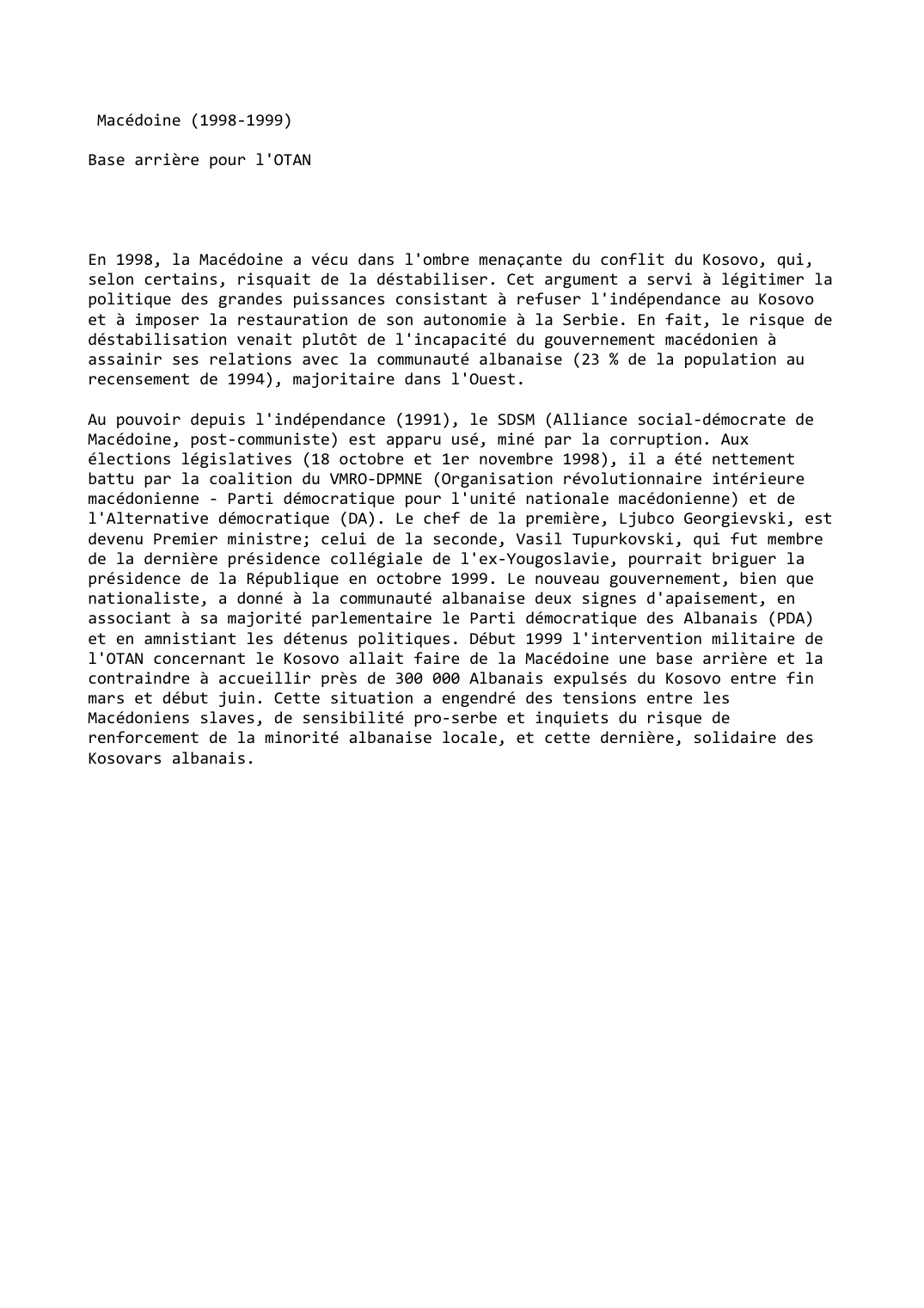 Prévisualisation du document Macédoine (1998-1999)