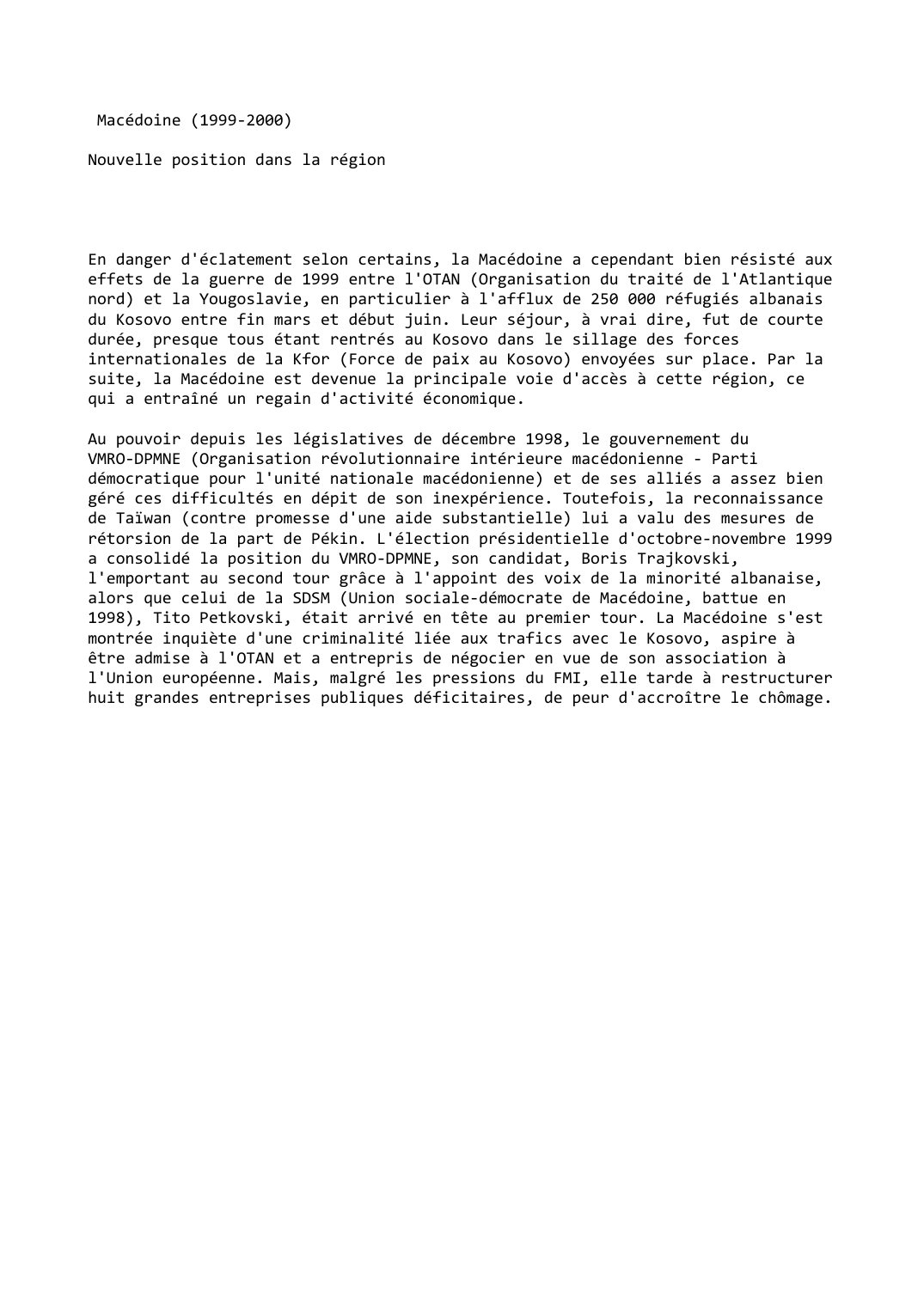 Prévisualisation du document Macédoine (1999-2000)