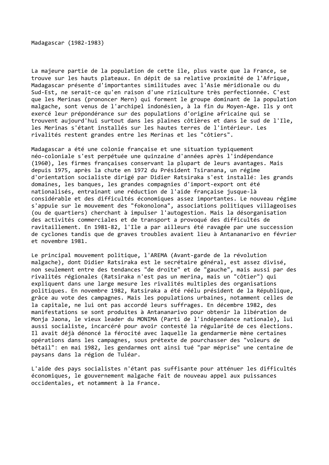 Prévisualisation du document Madagascar (1982-1983)