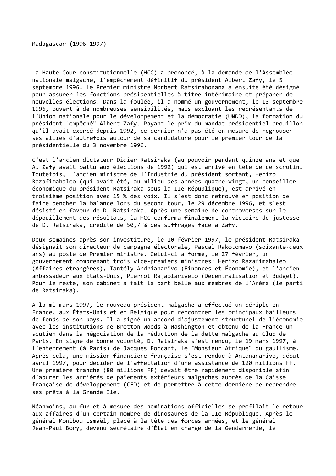 Prévisualisation du document Madagascar (1996-1997)