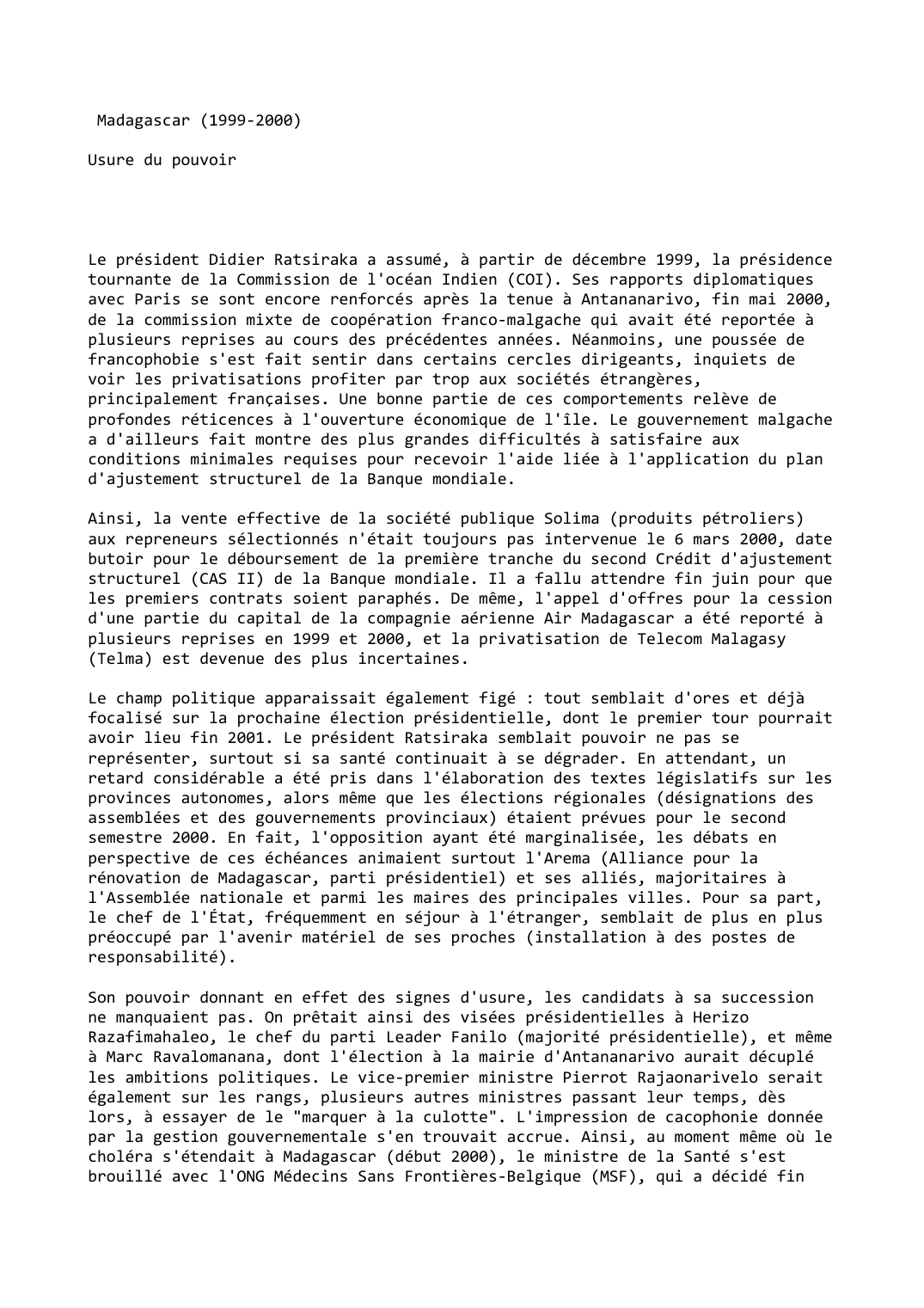 Prévisualisation du document Madagascar (1999-2000)