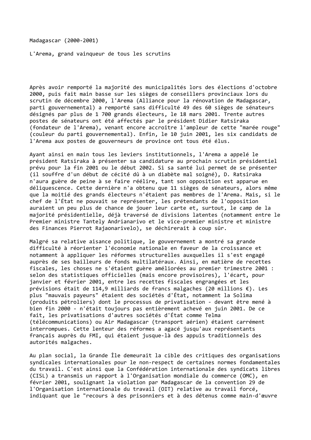 Prévisualisation du document Madagascar (2000-2001)