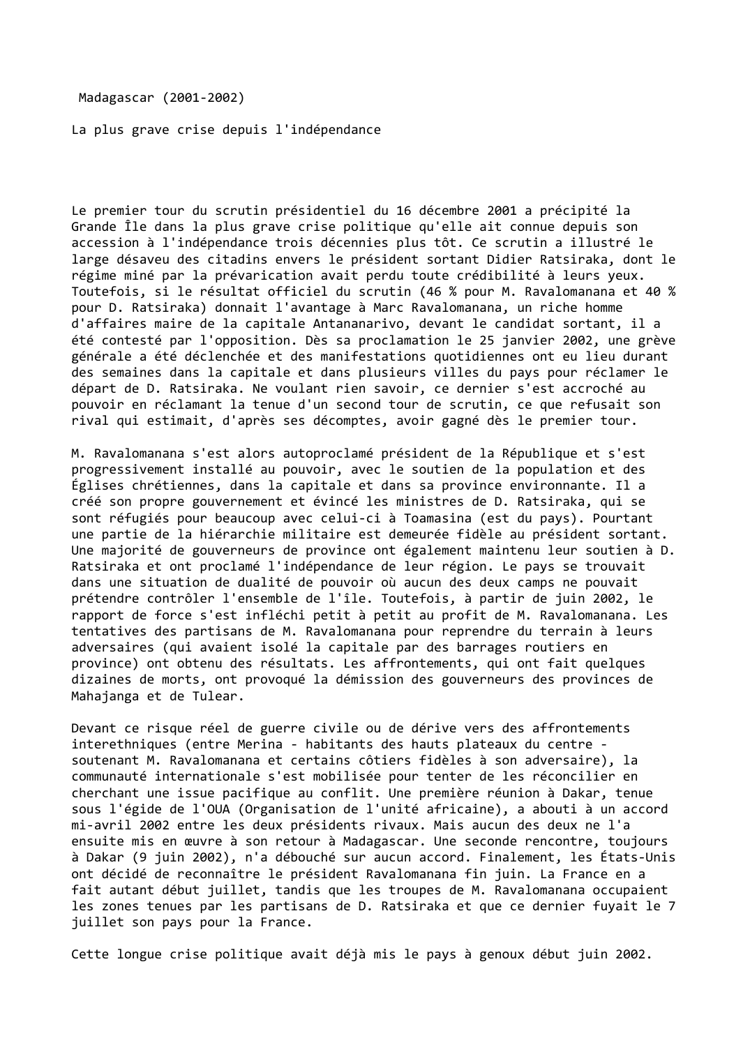 Prévisualisation du document Madagascar (2001-2002)