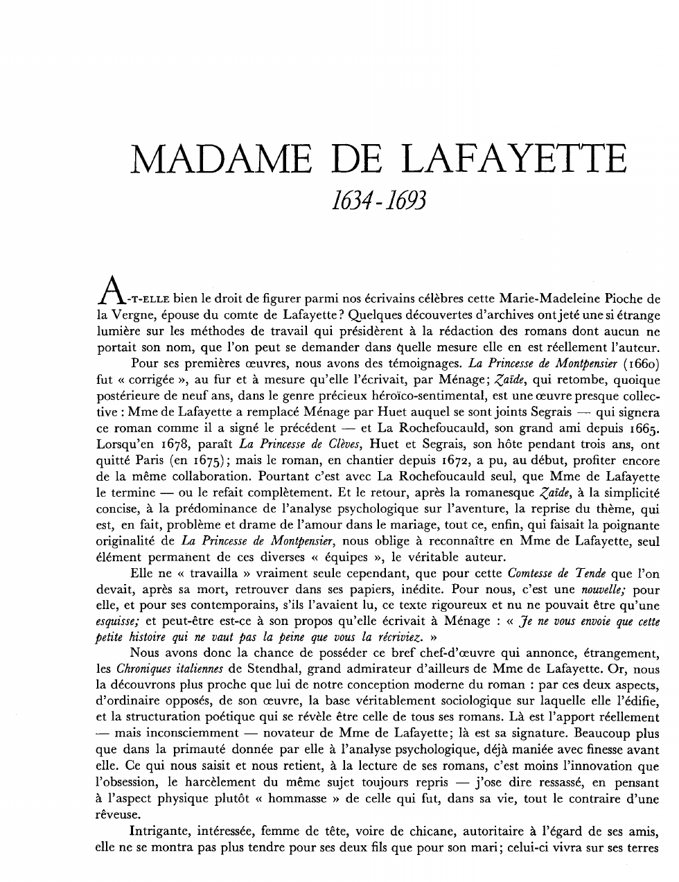 Prévisualisation du document Madame de la Fayette