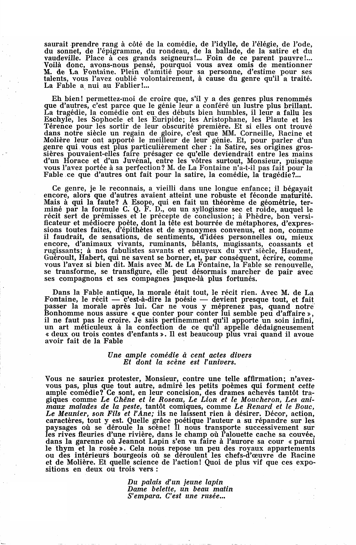 Prévisualisation du document Madame de La Sablière reproche à Boileau d'avoir omis la fable dans son Art poétique.