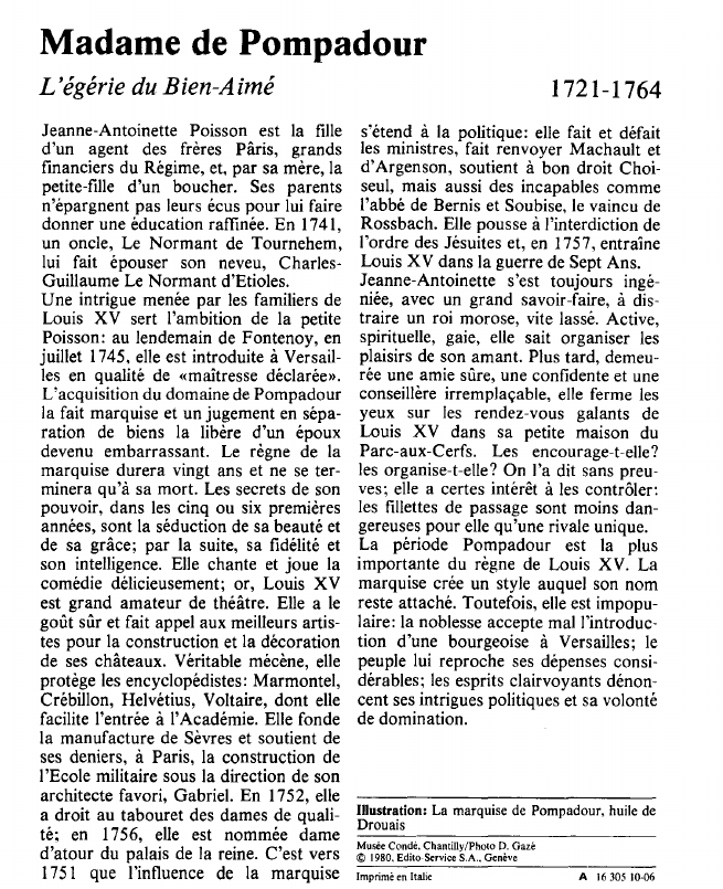 Prévisualisation du document Madame de PompadourL'égérie du Bien-Aimé.
