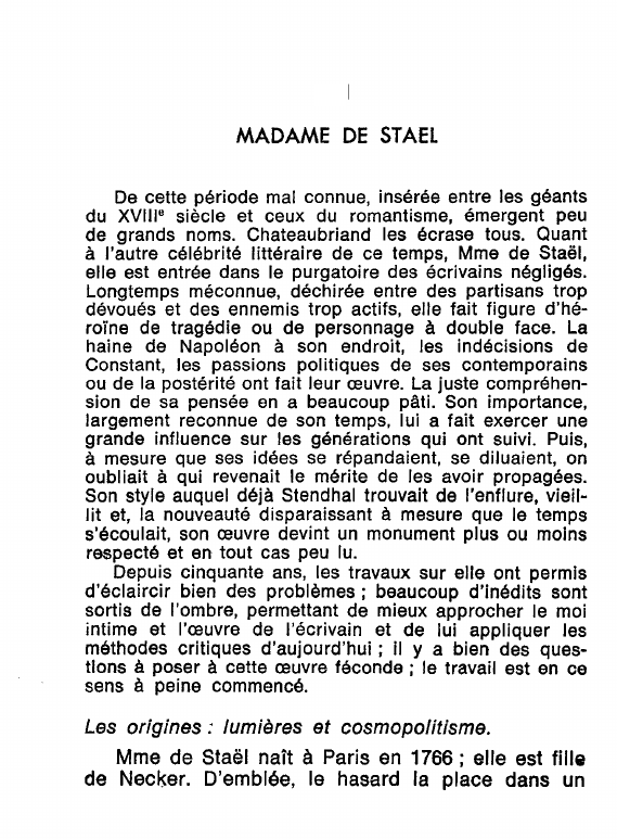 Prévisualisation du document MADAME DE STAEL