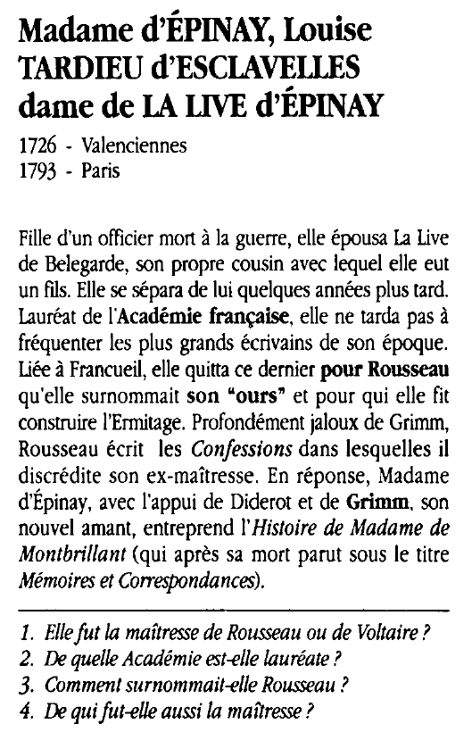 Prévisualisation du document Madame d'ÉPINAY, Louise TARDIEU d'ESCLAVELLES dame de LA LIVE d'ÉPINAY