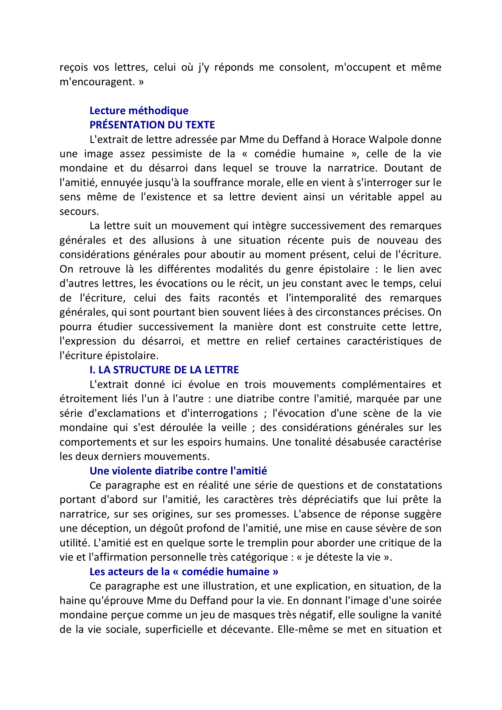 Prévisualisation du document Madame du Deffand (1697-1780) CORRESPONDANCE   « Je déteste la vie » - Lecture méthodique