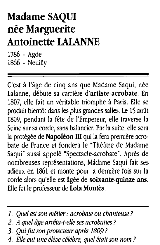 Prévisualisation du document Madame SAQUI née Marguerite Antoinette LALANNE
