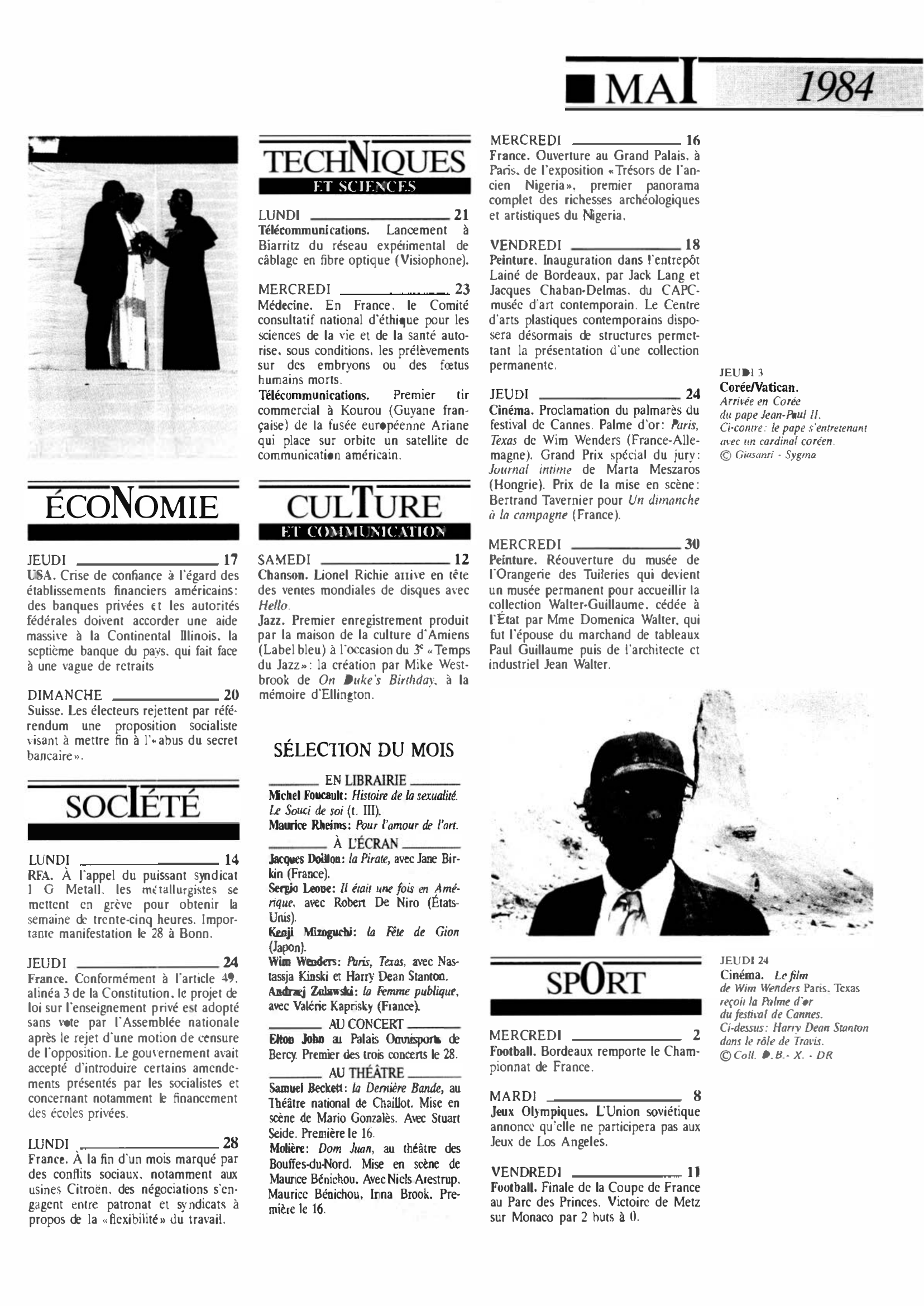 Prévisualisation du document Mai 1984 dans le monde (histoire chronologique)