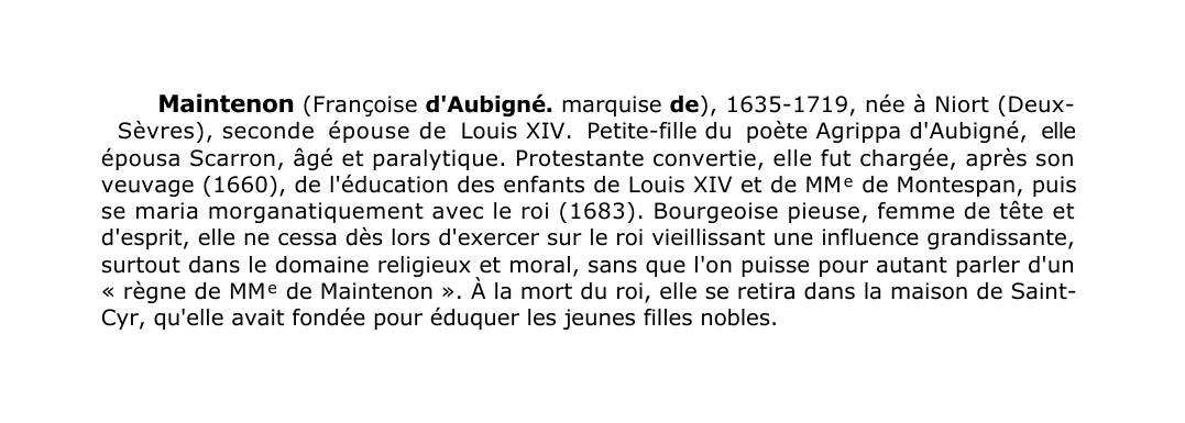 Prévisualisation du document Maintenon (Françoise d'Aubigné.