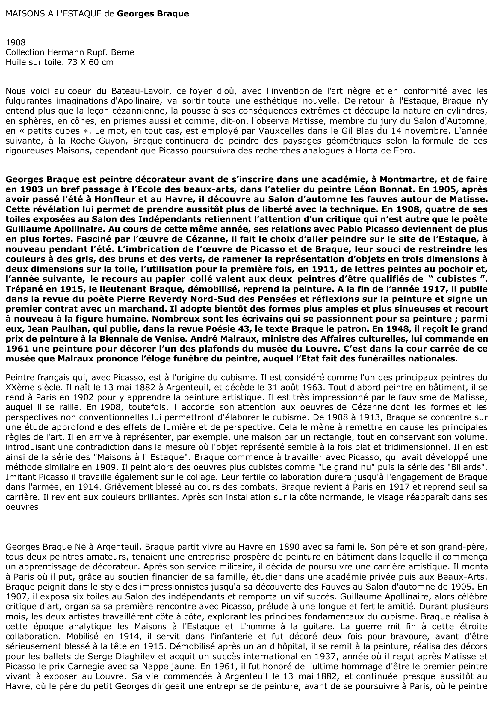 Prévisualisation du document MAISONS A L'ESTAQUE de Georges Braque