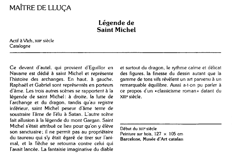 Prévisualisation du document MAÎTRE DE LLUÇA:Légende deSaint Michel.