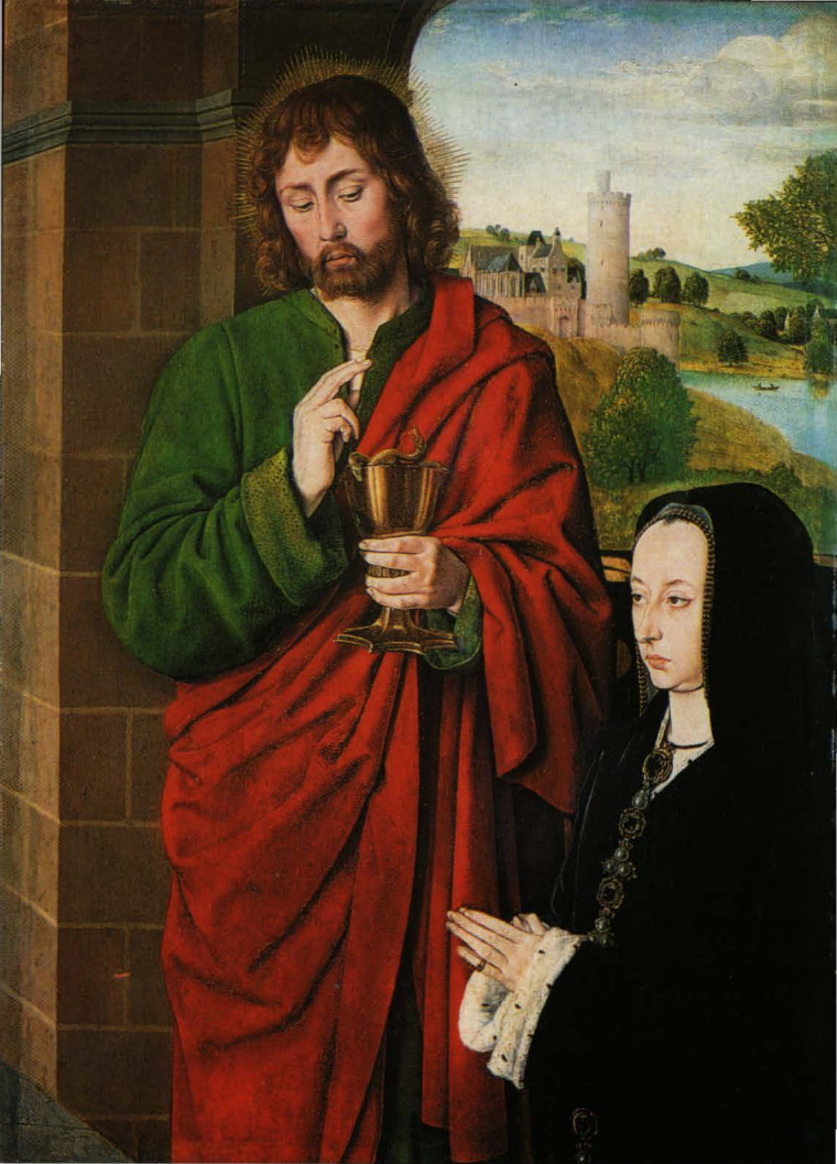 Prévisualisation du document MAÎTRE DE MOULINS:
Anne de France
présentée par saint Jean
l'évangéliste (analyse du tableau).
