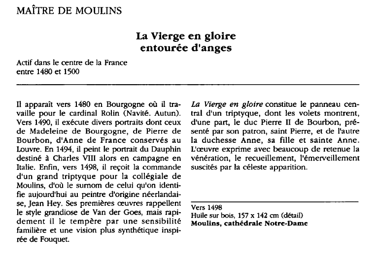 Prévisualisation du document MAÎTRE DE MOULINS:La Vierge en gloireentourée d'anges (analyse du tableau).