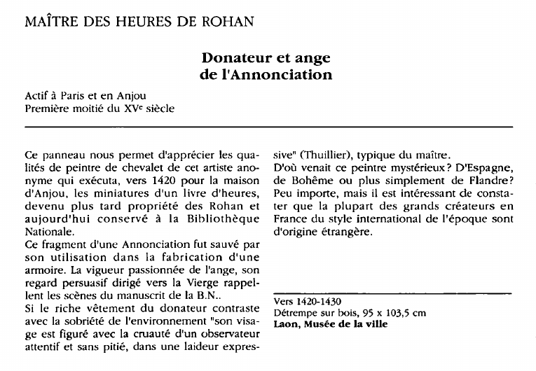 Prévisualisation du document MAÎTRE DES HEURES DE ROHAN:Donateur et angede l'Annonciation(analyse).