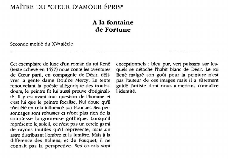 Prévisualisation du document MAÎTRE DU "COEUR D'AMOUR ÉPRIS":A la fontainede Fortune (analyse du tableau).