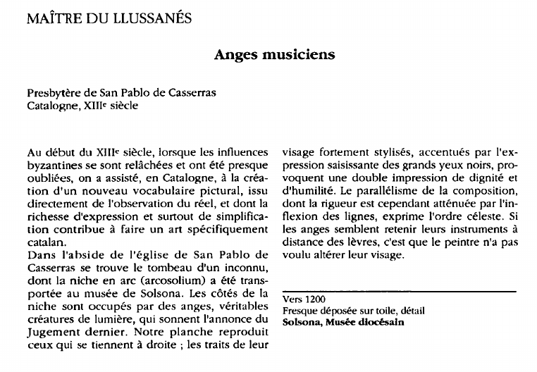 Prévisualisation du document MAÎTRE DU LLUSSANÉS:Anges musiciens (analyse).