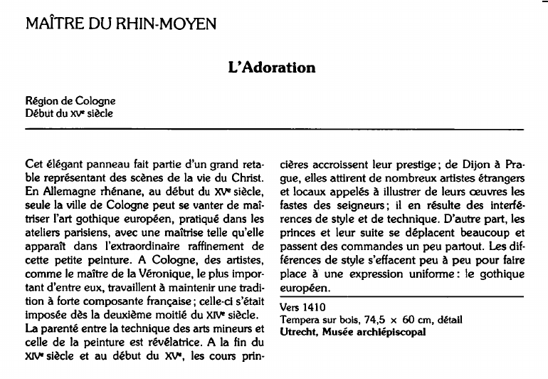 Prévisualisation du document MAÎTRE DU RHIN-MOYEN:L'Adoration (analyse du tableau).