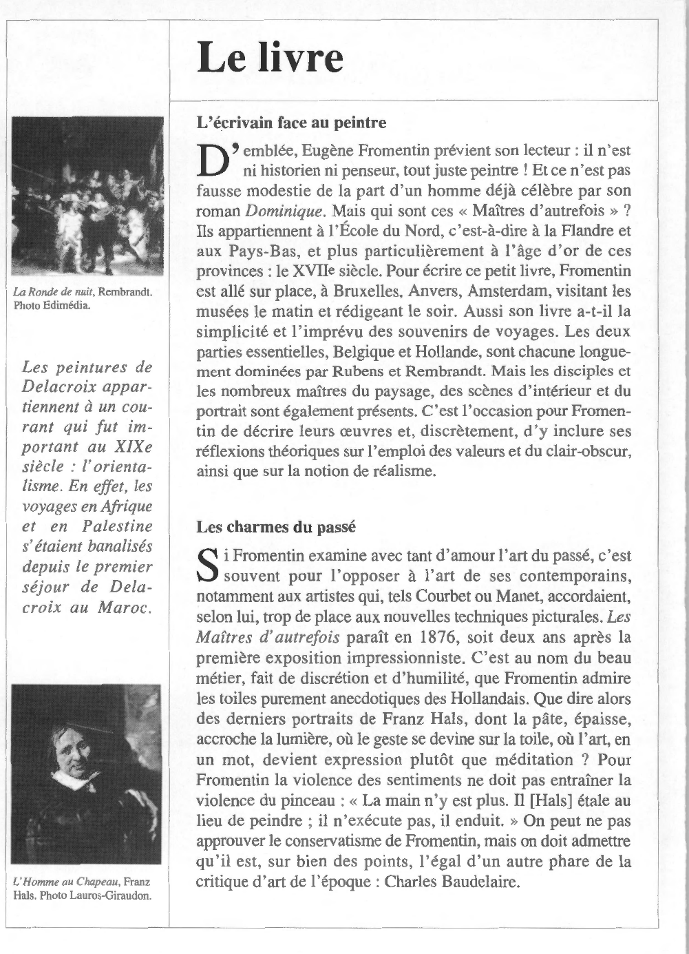 Prévisualisation du document Maîtres dautrefois (les), d'Eugène Fromentin