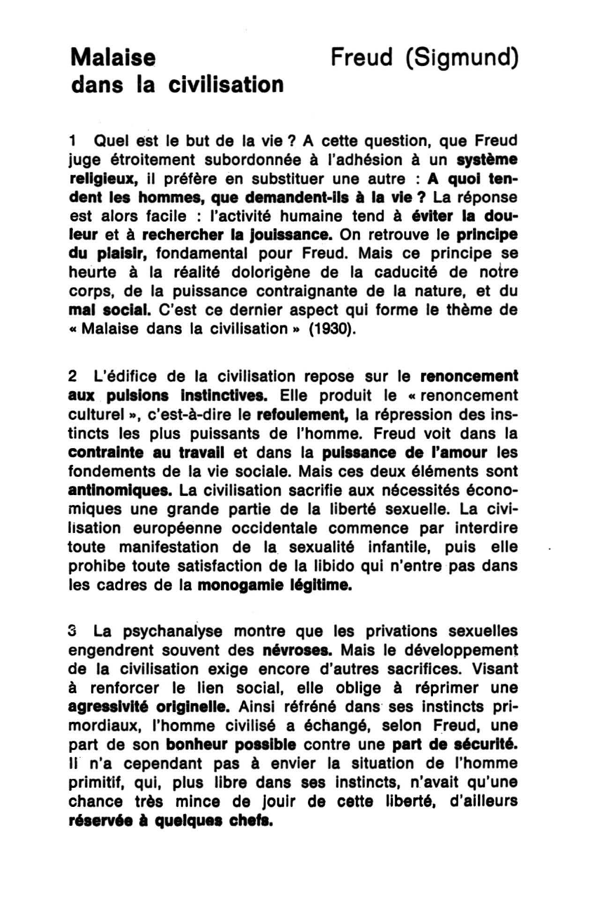 Prévisualisation du document MALAISE DANS LA CIVILISATION, Sigmund Freud