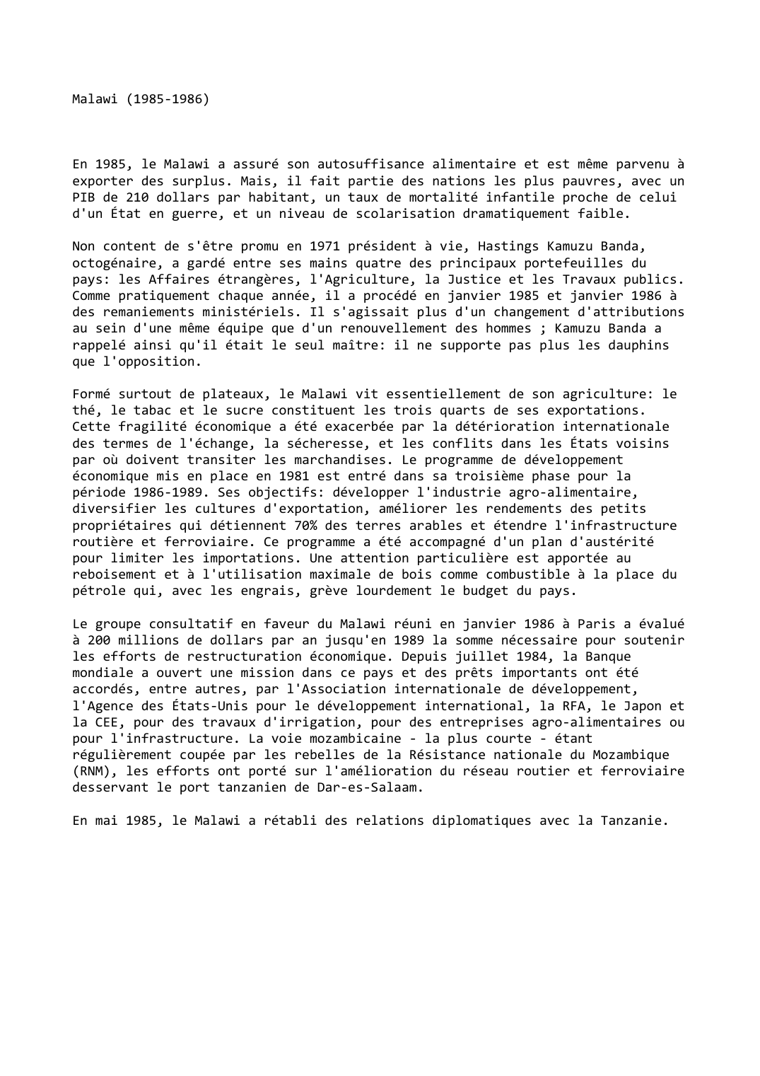 Prévisualisation du document Malawi (1985-1986)