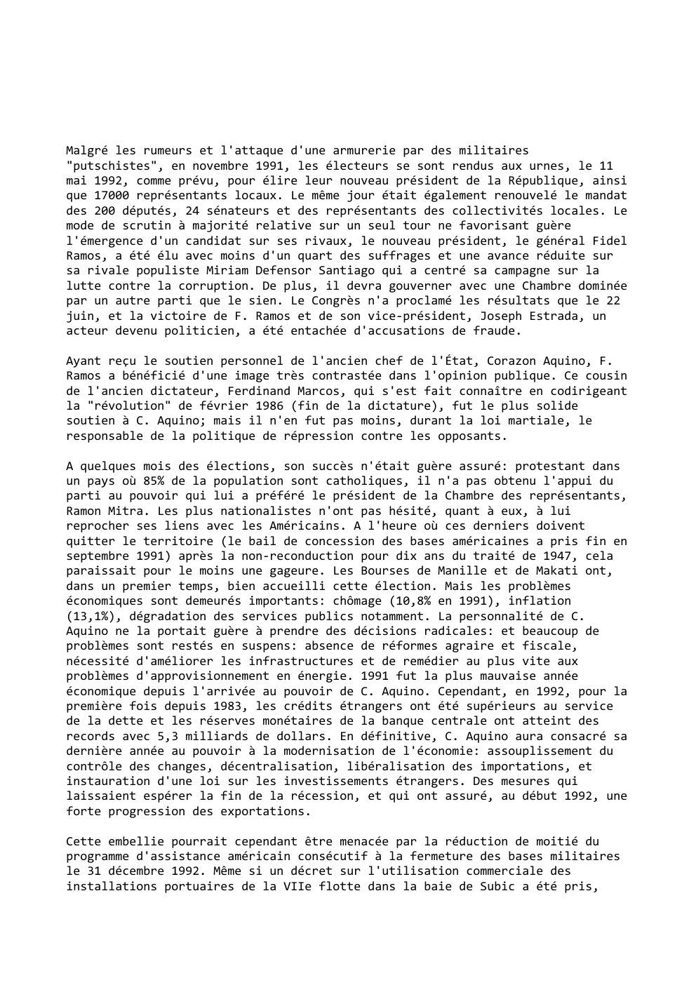 Prévisualisation du document Malgré les rumeurs et l'attaque d'une armurerie par des militaires
"putschistes", en novembre 1991, les électeurs se sont rendus aux...