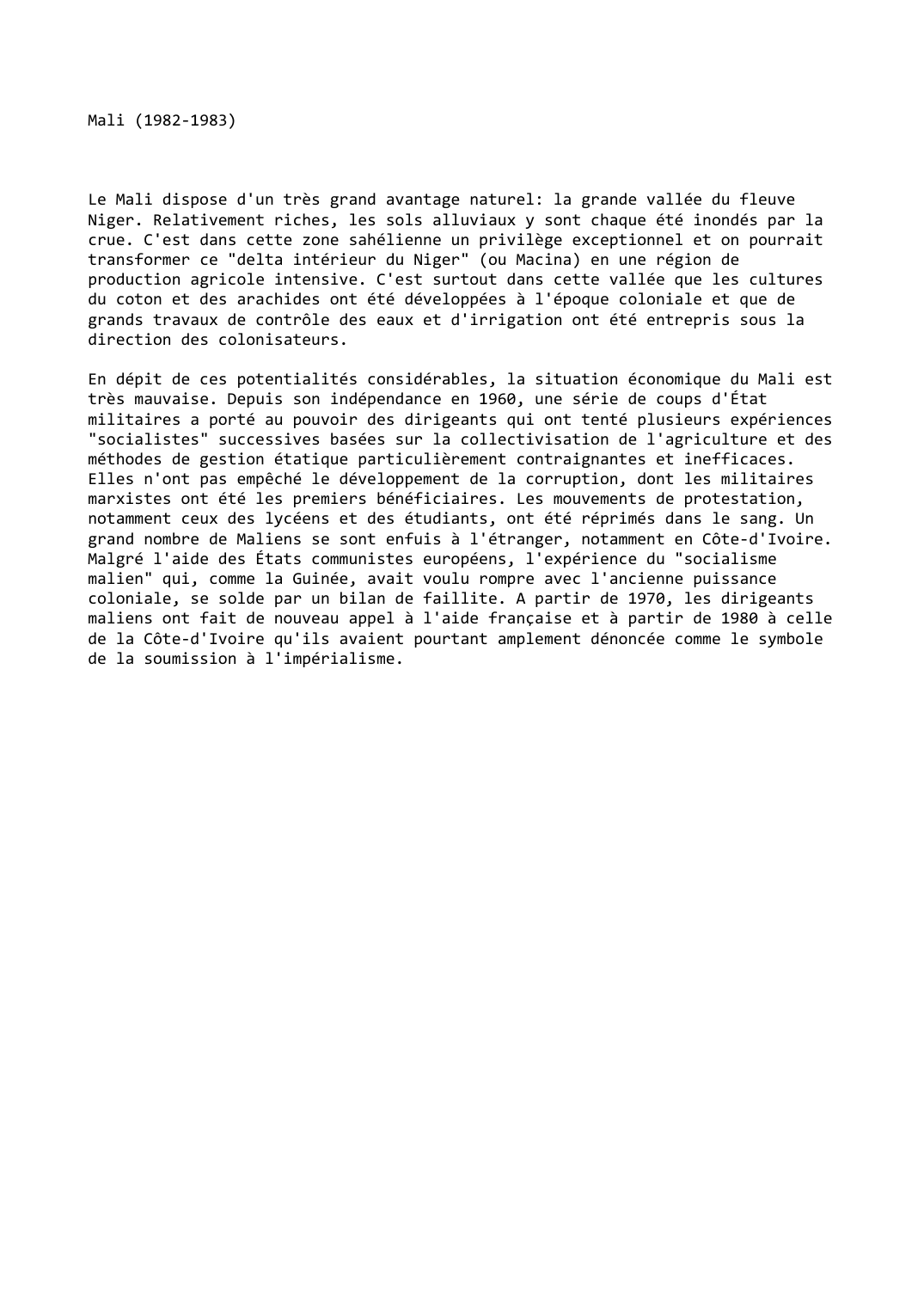 Prévisualisation du document Mali (1982-1983)