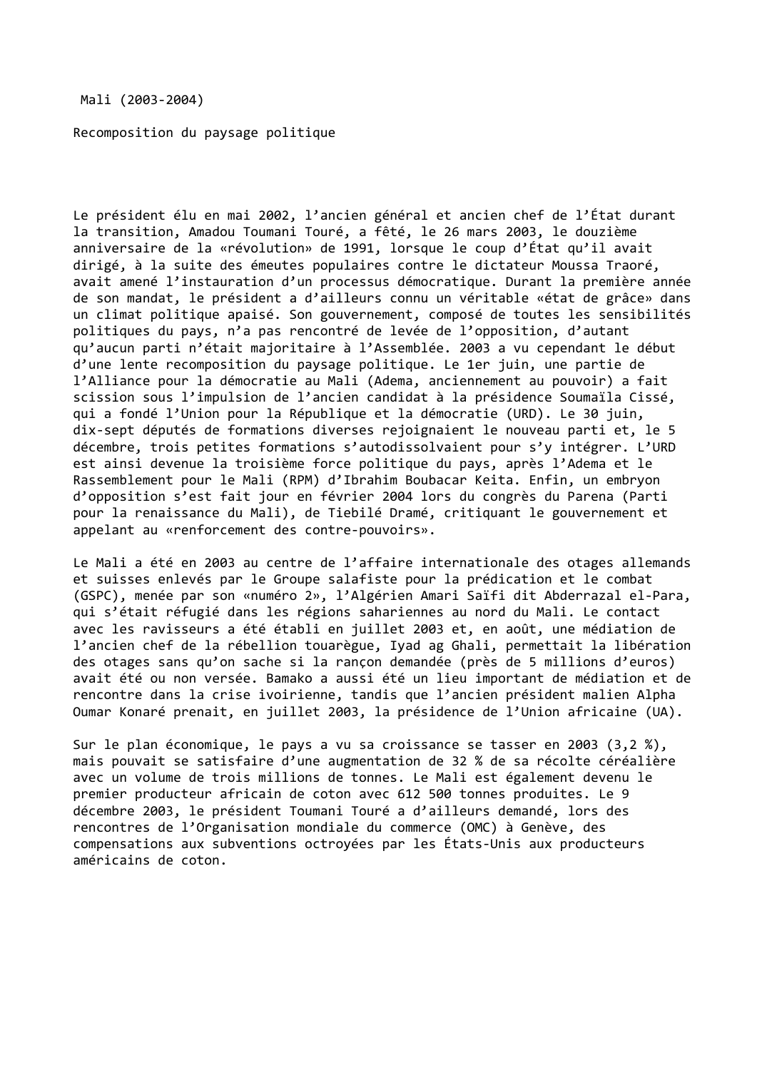Prévisualisation du document Mali (2003-2004)