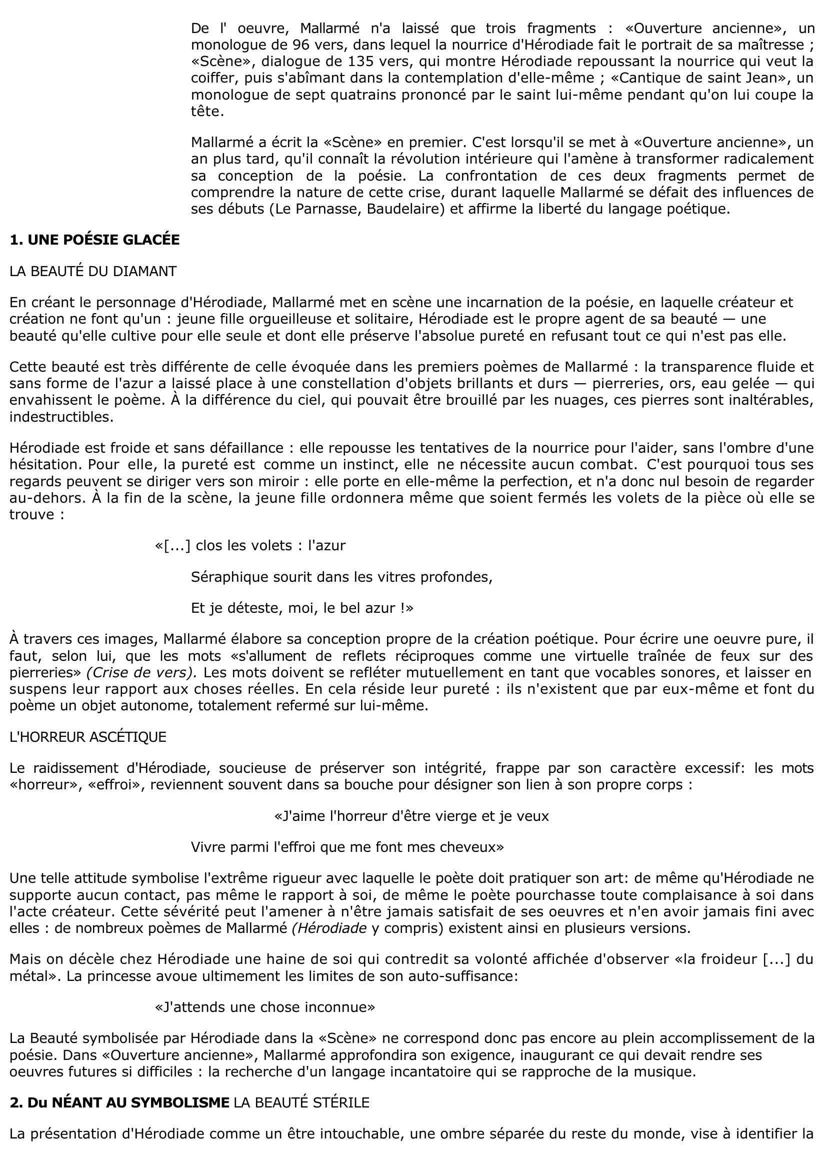 Prévisualisation du document MALLARMÉ: Les Noces d'Hérodiade (Fiche de lecture)