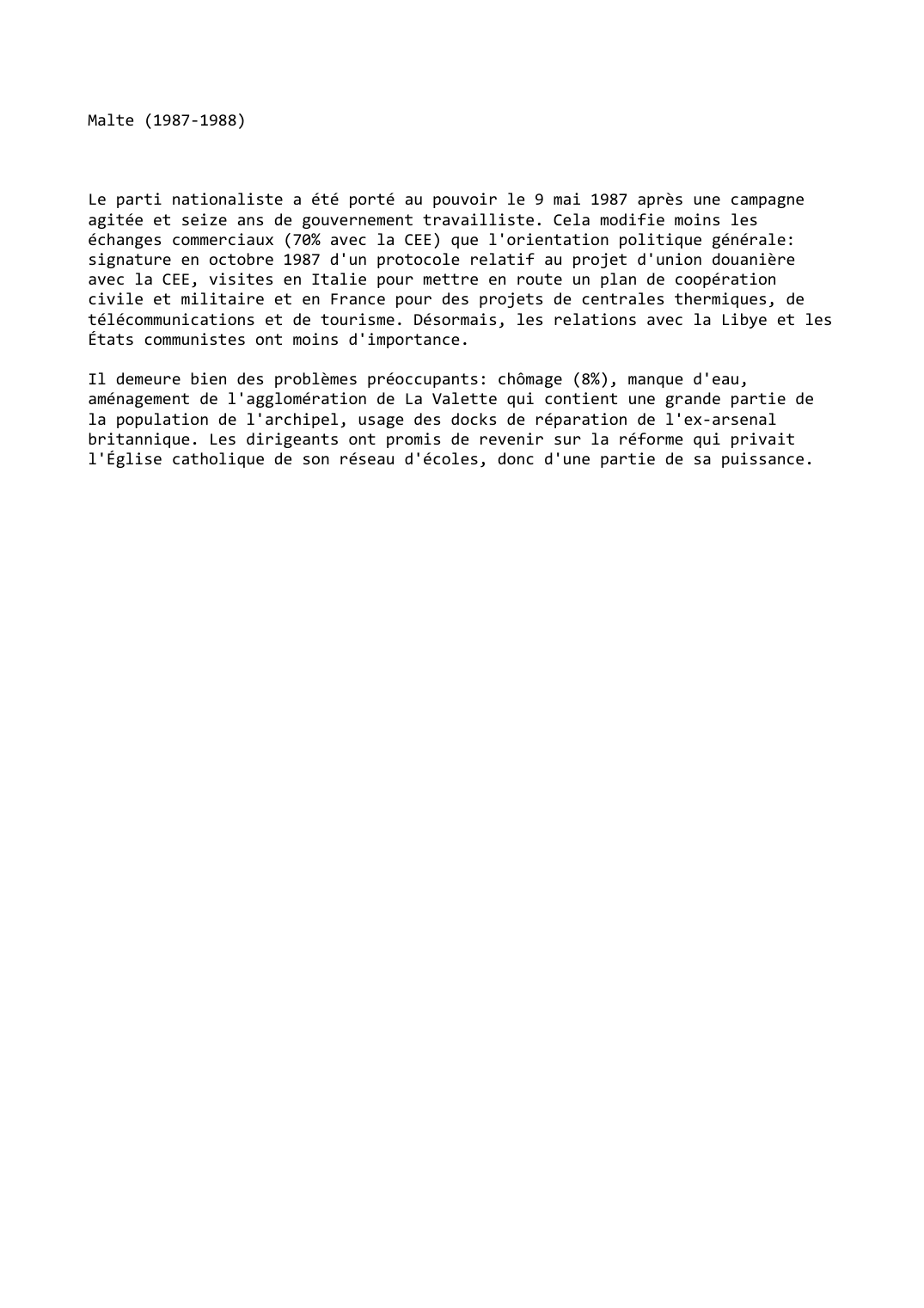 Prévisualisation du document Malte (1987-1988)