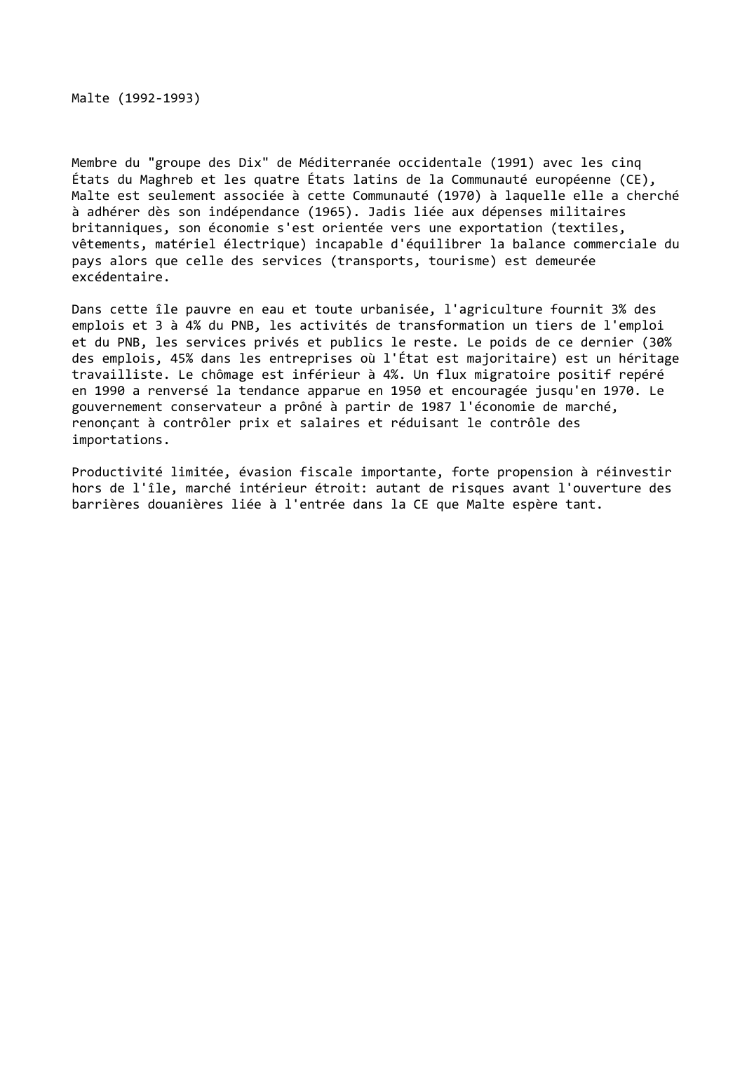 Prévisualisation du document Malte (1992-1993)