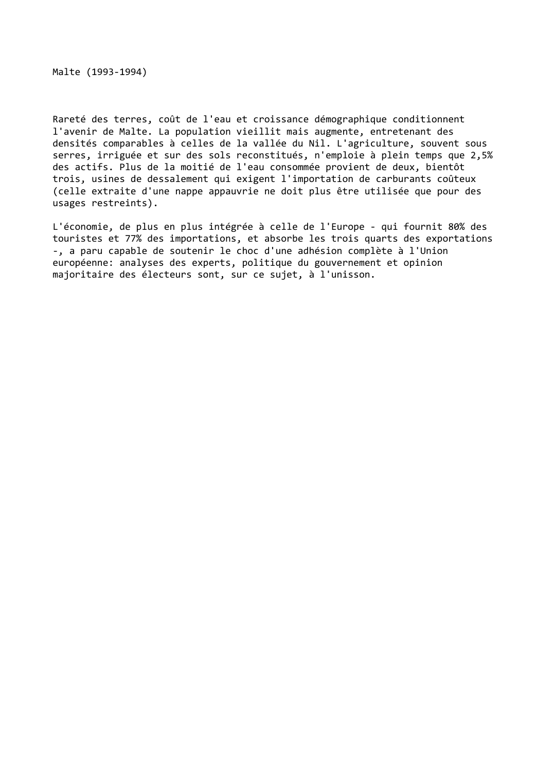 Prévisualisation du document Malte (1993-1994)