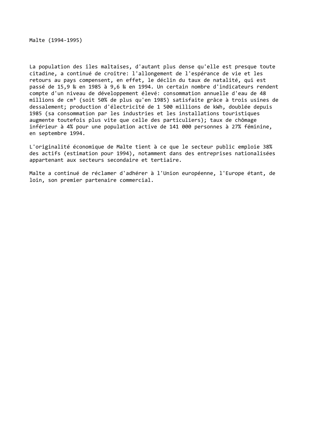 Prévisualisation du document Malte (1994-1995)