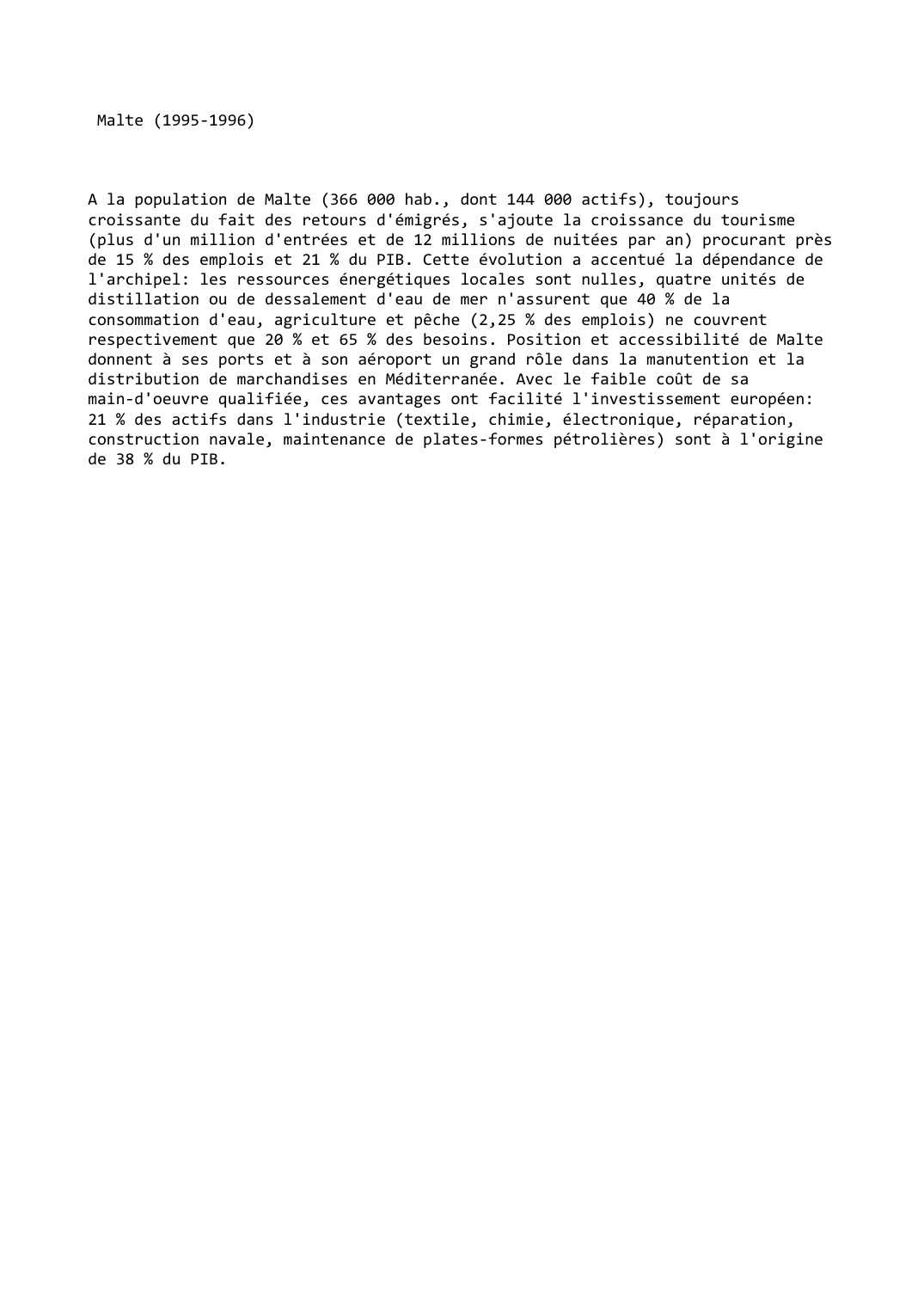 Prévisualisation du document Malte (1995-1996)