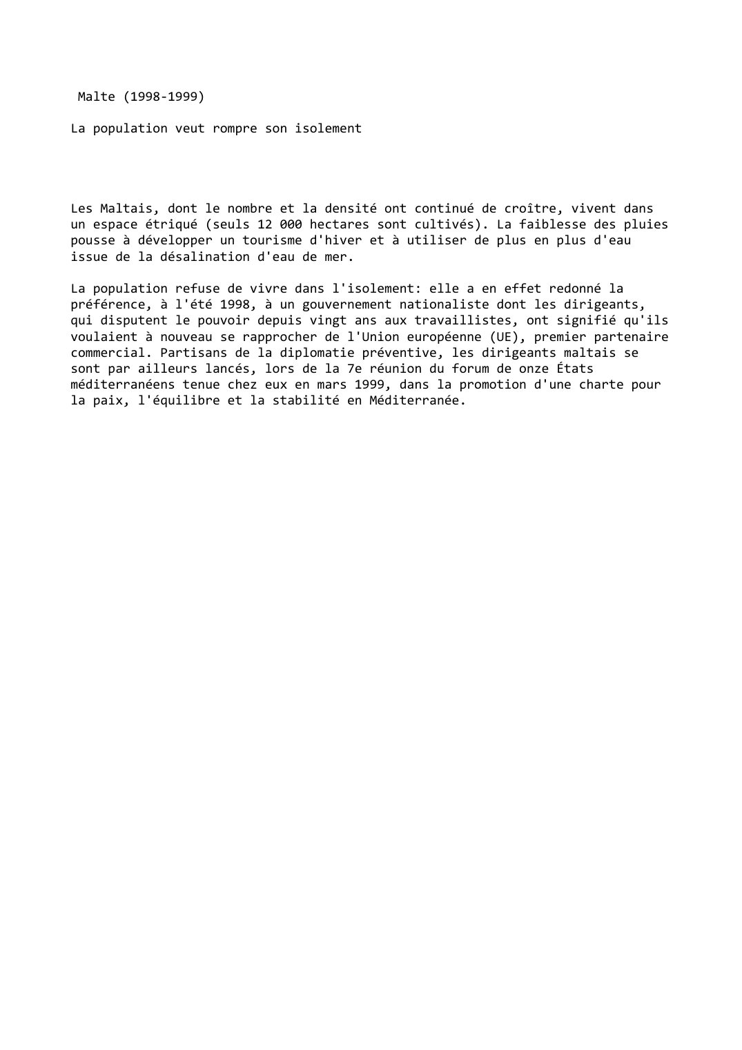 Prévisualisation du document Malte (1998-1999)