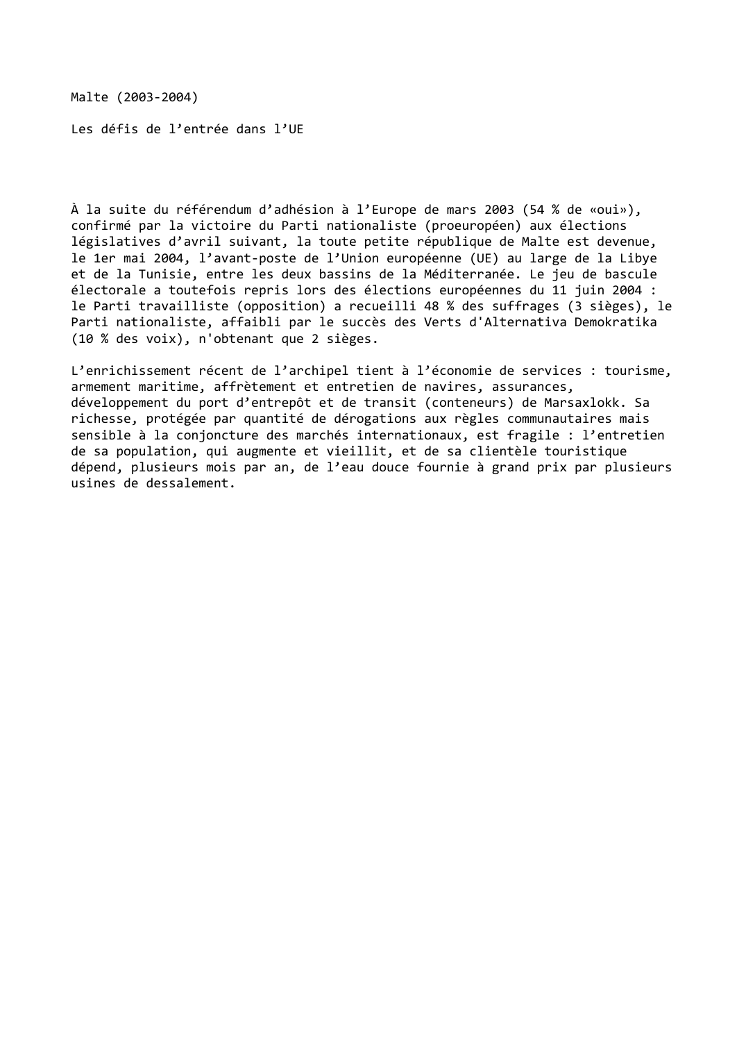 Prévisualisation du document Malte (2003-2004)