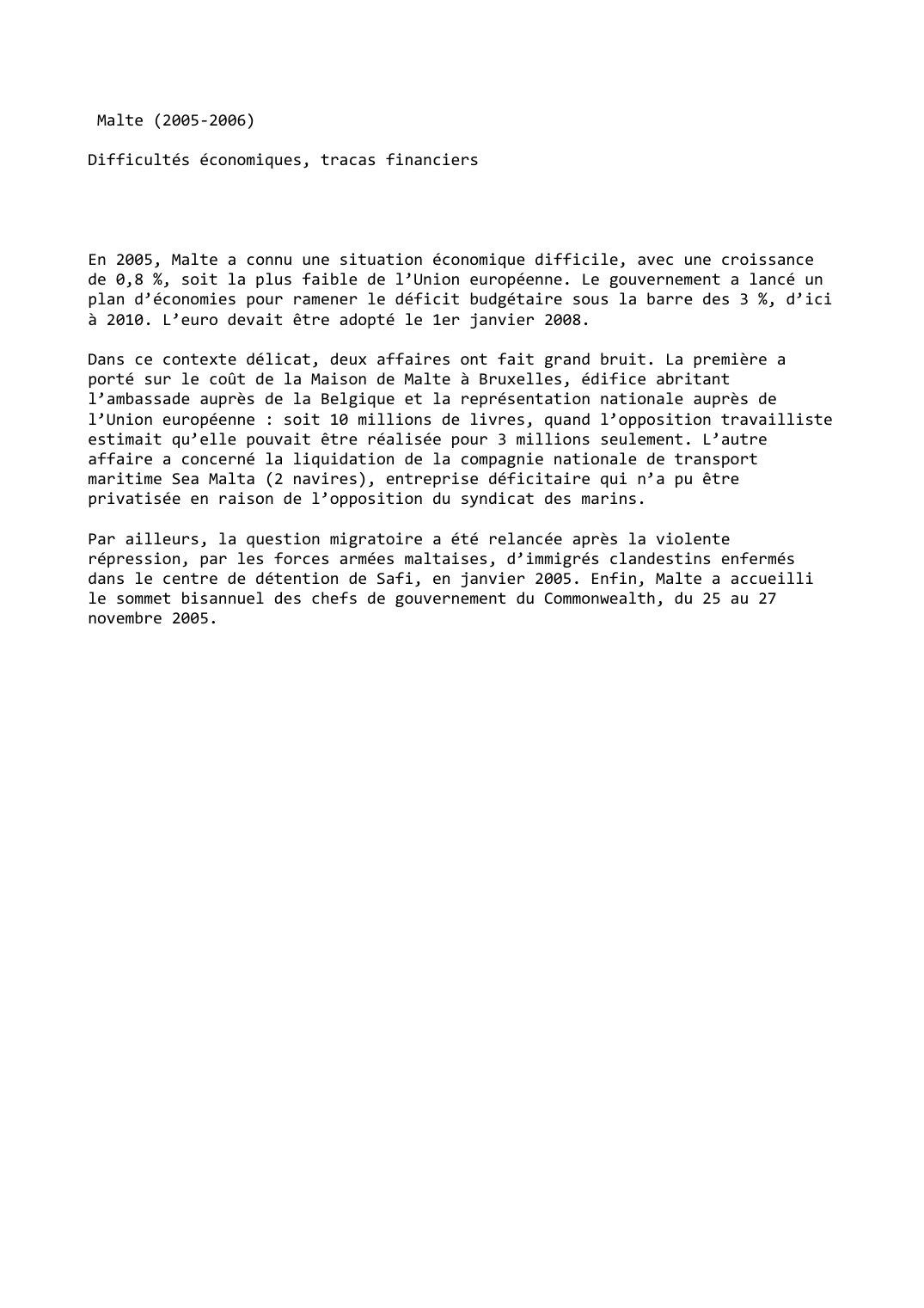 Prévisualisation du document Malte (2005-2006)