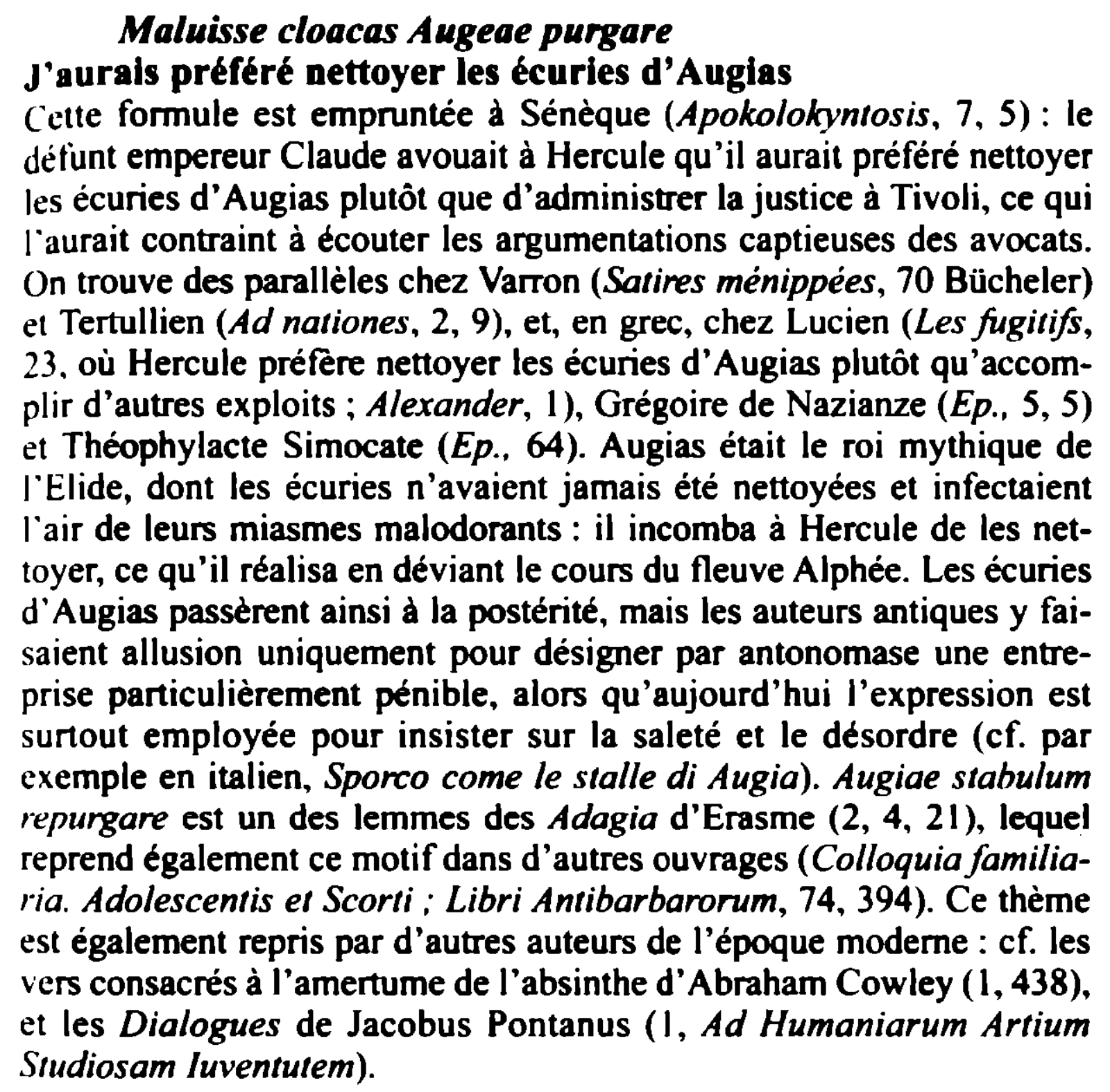 Prévisualisation du document Maluisse cloacas A11geae p11rgare
J'aurais préféré nettoyer les écuries d' Augias
c.. ctte fc,1 iï1ule est empruntée à Sénèque (Apokololcyntosis....