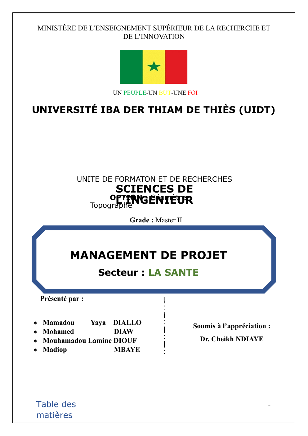 Prévisualisation du document Management de projet