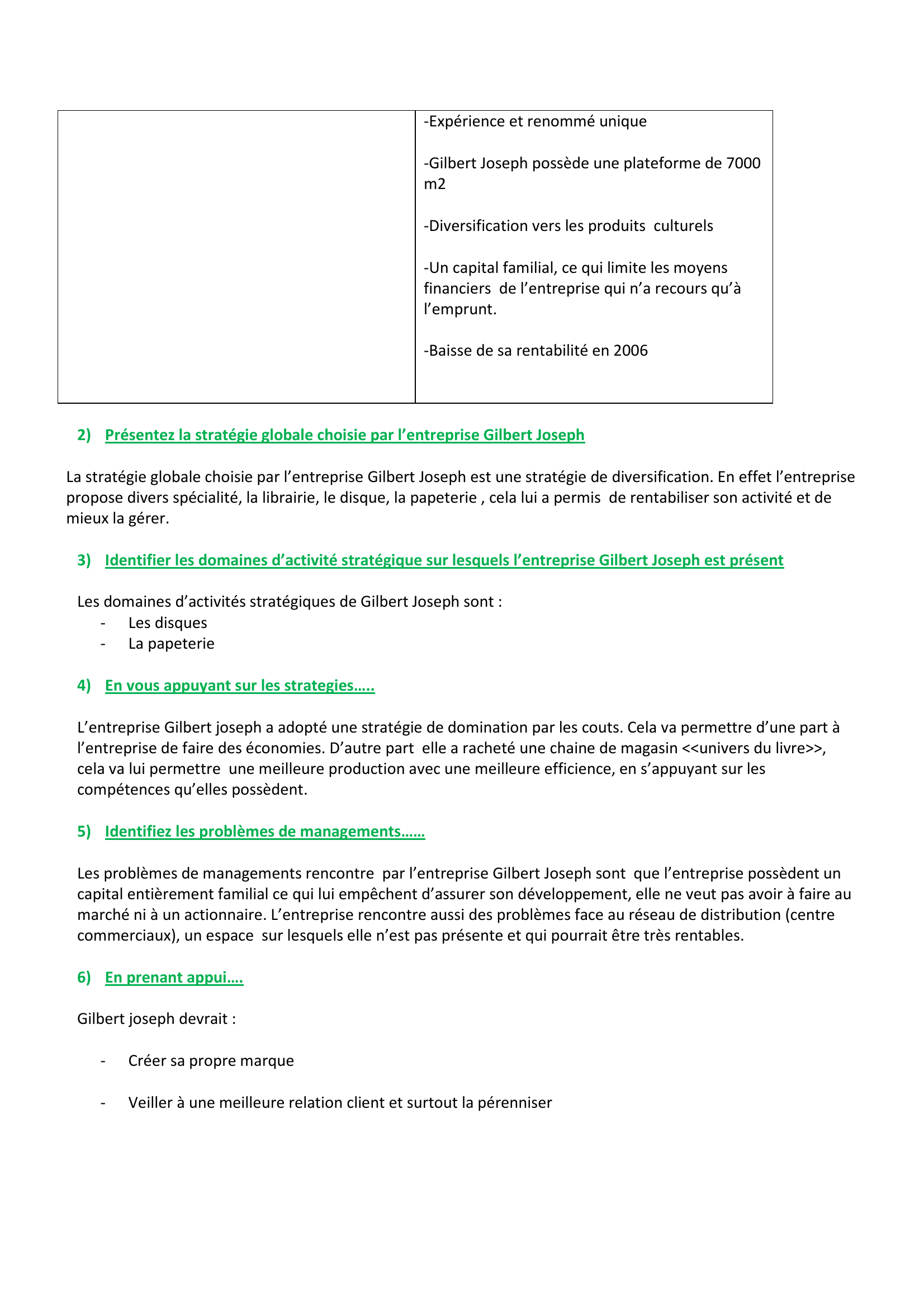 Prévisualisation du document Management Des Entreprises : CAS GILBERT JOSEPH