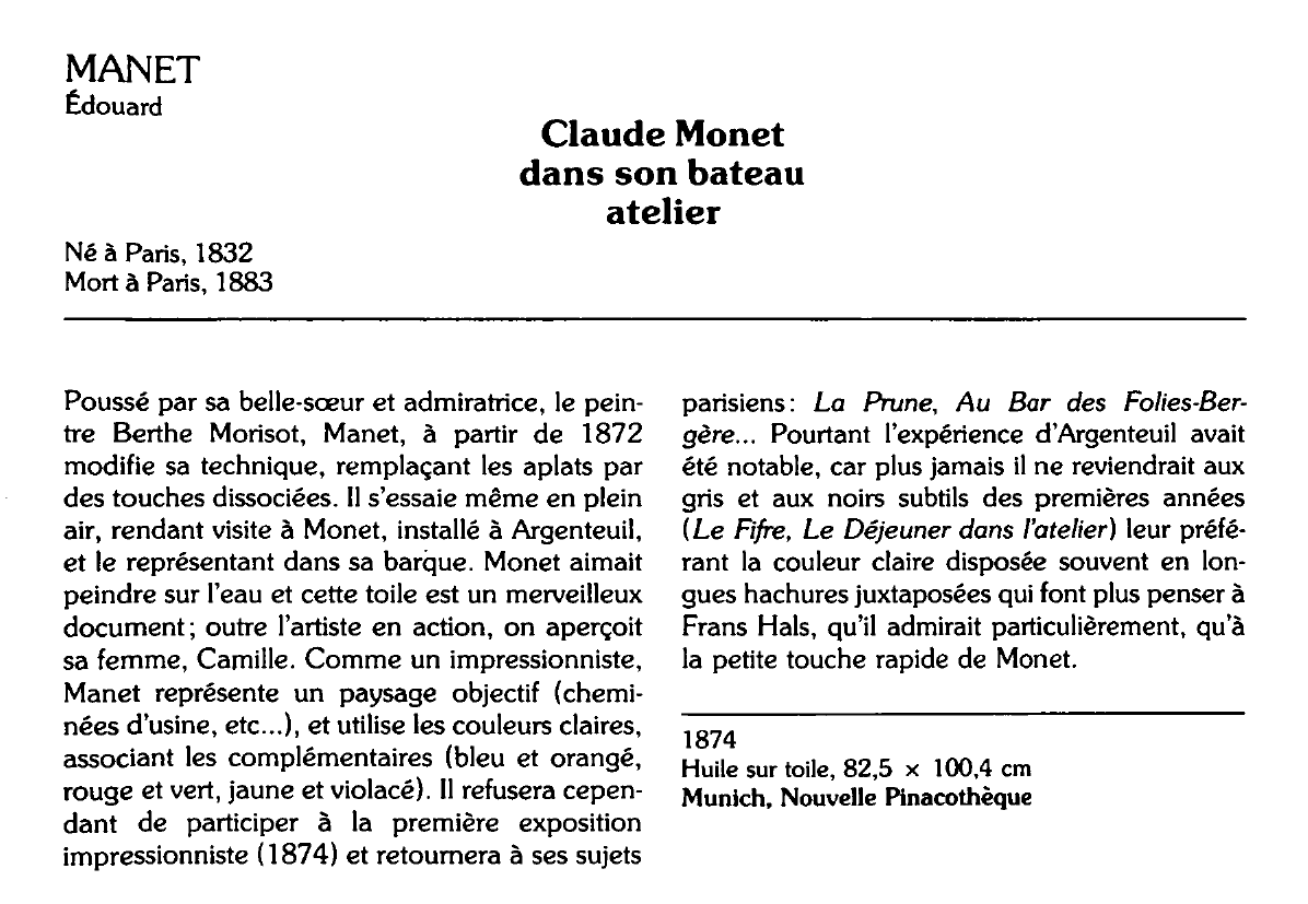 Prévisualisation du document MANET Edouard : Claude Monet dans son bateau atelier