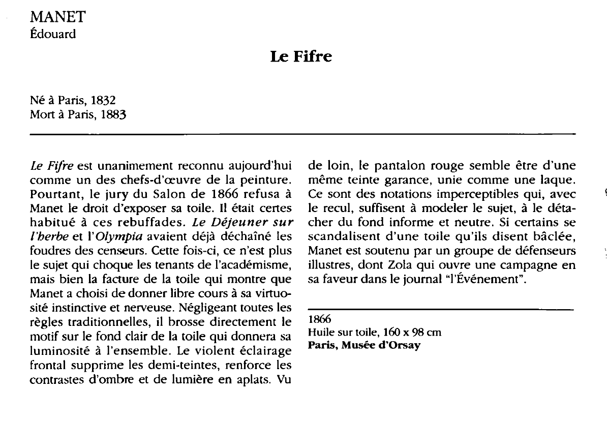 Prévisualisation du document MANET Édouard : Le Fifre